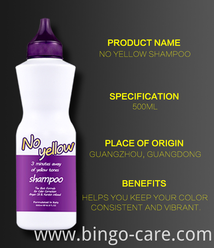 NO YELLOW SHAMPOO with argan oil infused lift up to 9 levels